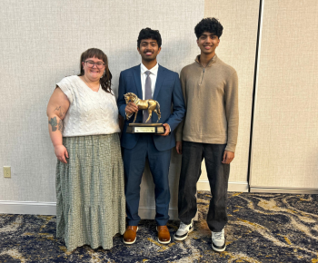  Image of Plano East Teacher Maddie Gackenbach, students Pranav Gorty and Sanjeev Gedela.